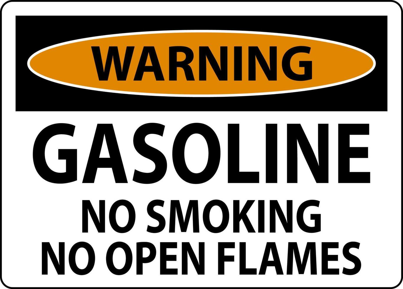 Warning Sign Gasoline ,No Smoking, No Open Flames vector