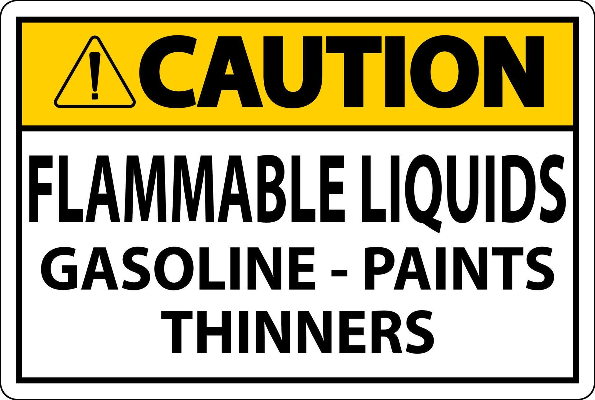 Caution Sign Flammable Liquids, Gasoline, Paints, Thinners 14213922