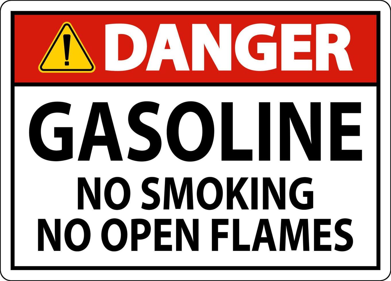 Danger Sign Gasoline ,No Smoking, No Open Flames vector