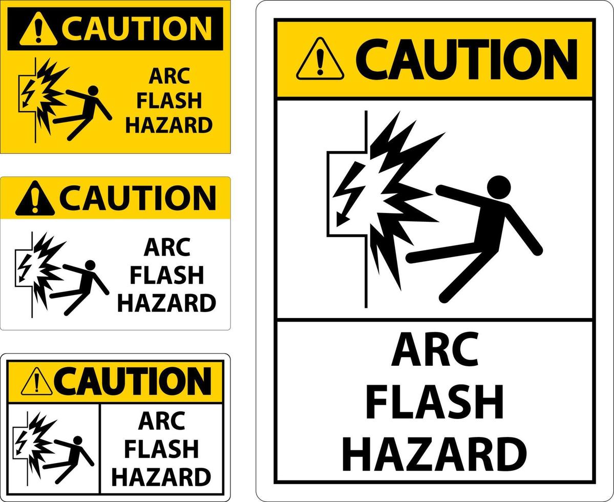 Caution Arc Flash Hazard Sign On White Background vector