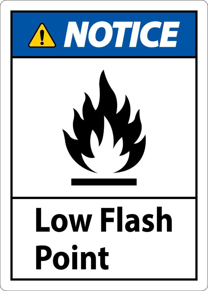 Notice Low Flash Sign On White Background vector