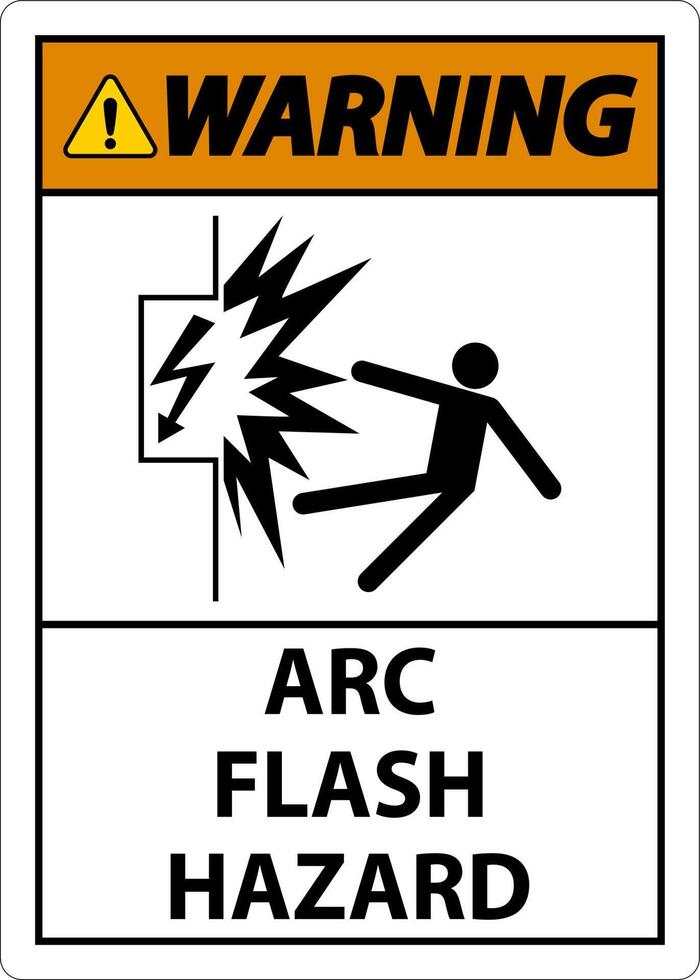 Warning Arc Flash Hazard Sign On White Background vector