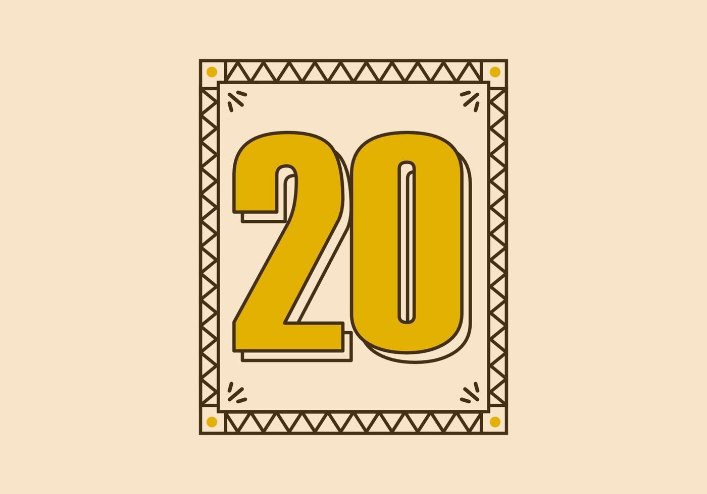 Vintage rectangle frame with number 20 on it vector