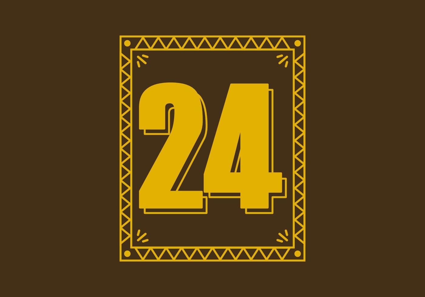 Number 24 in retro rectangle frame vector