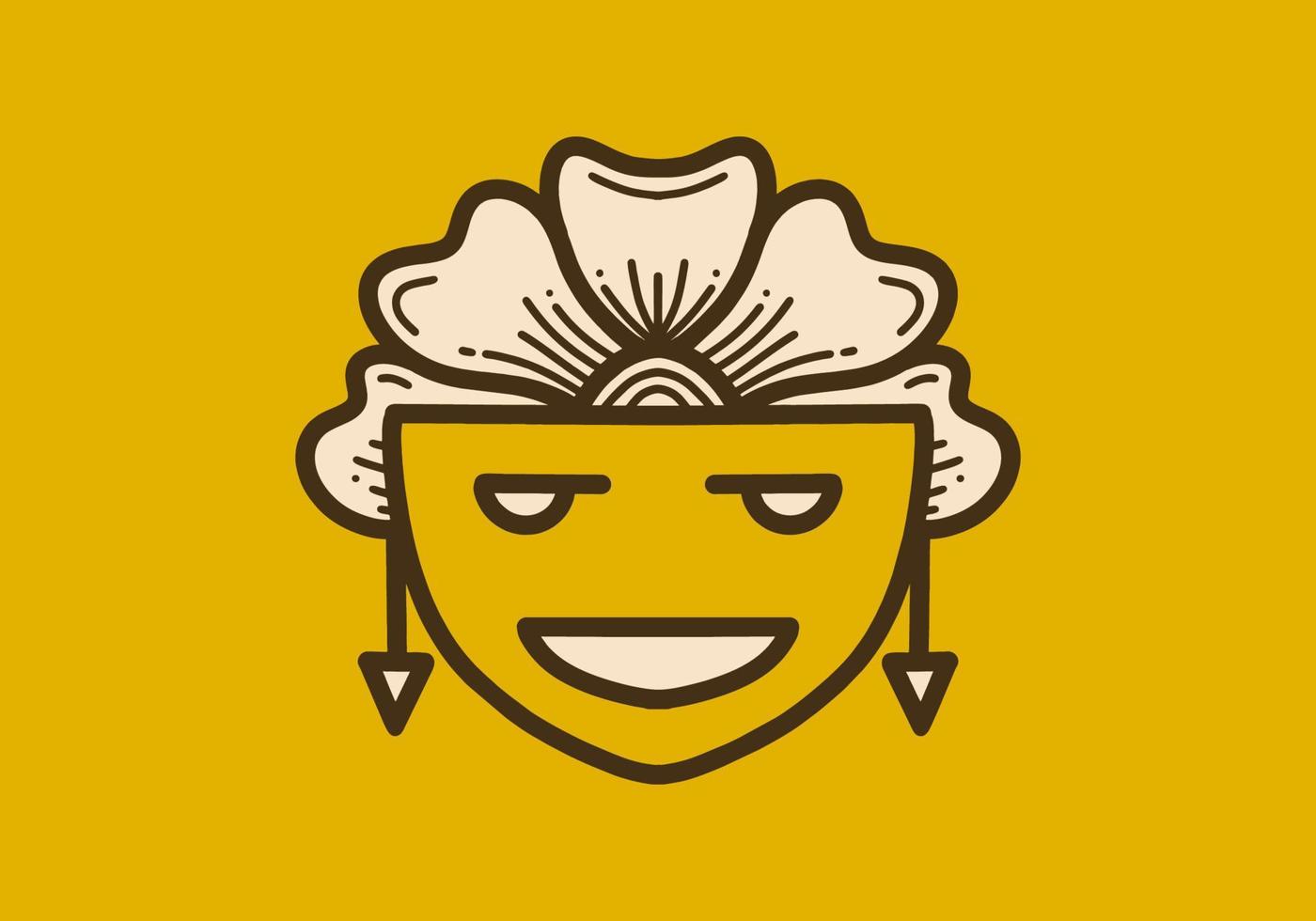 Vintage art illustration of the face with flower hair vector
