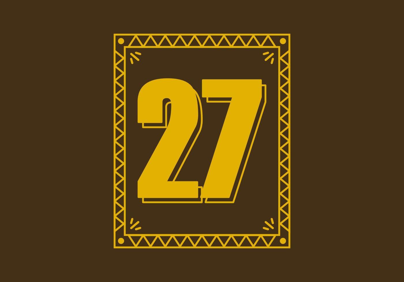 Number 27 in retro rectangle frame vector