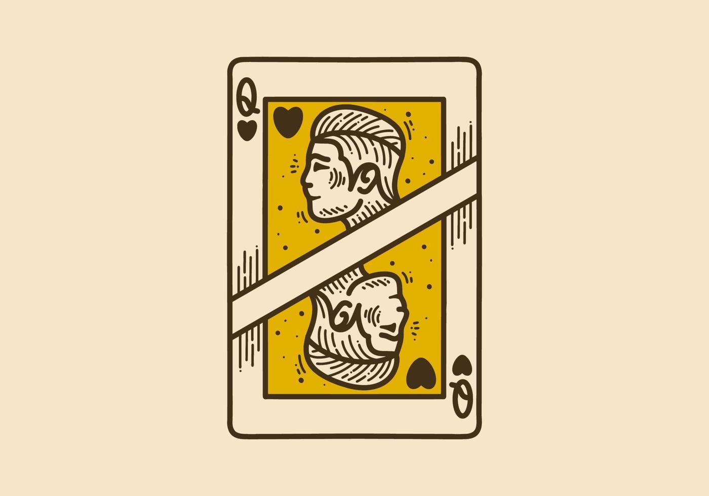 Vintage art illustration of the man head on card shape vector