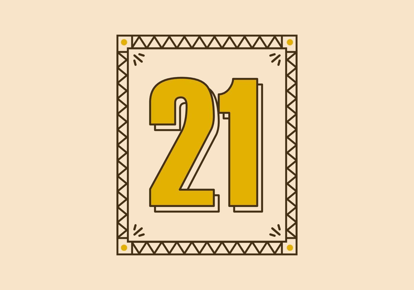 Vintage rectangle frame with number 21 on it vector