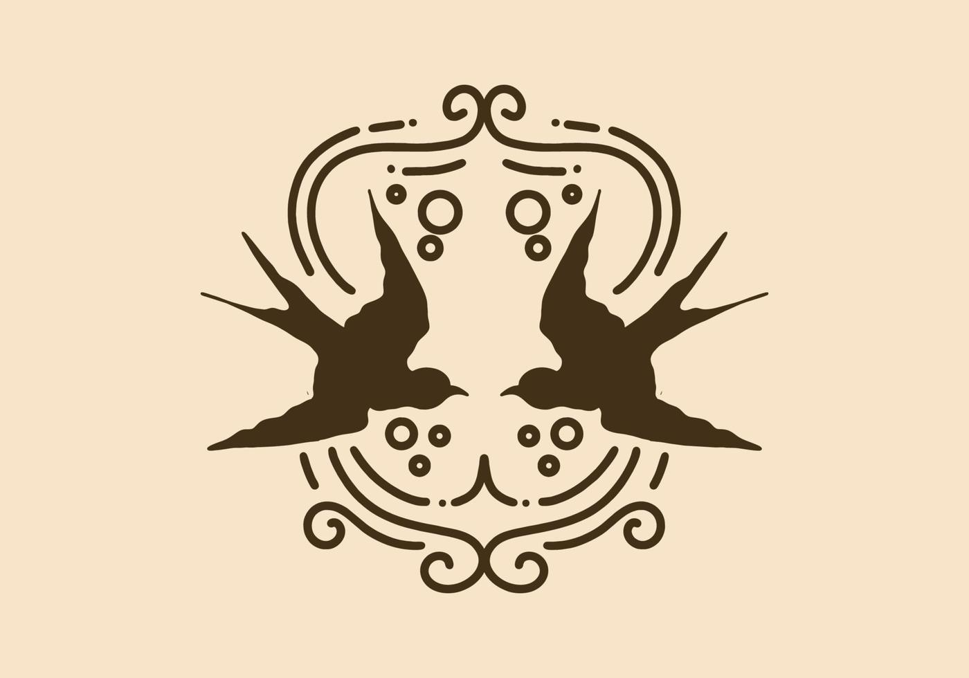 Vintage art illustration of two bird and frame vector