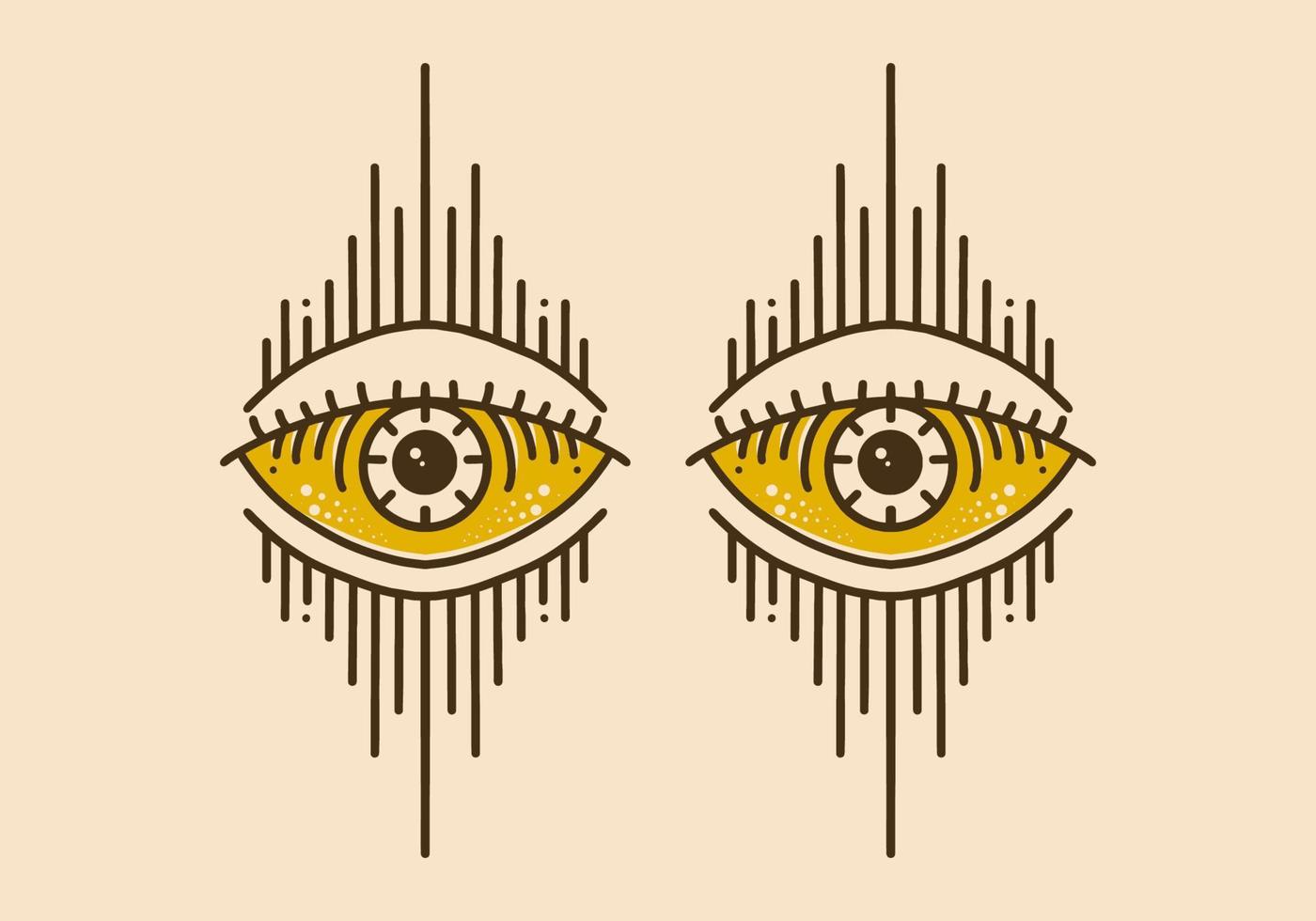 Vintage art illustration of two artistic eyes vector