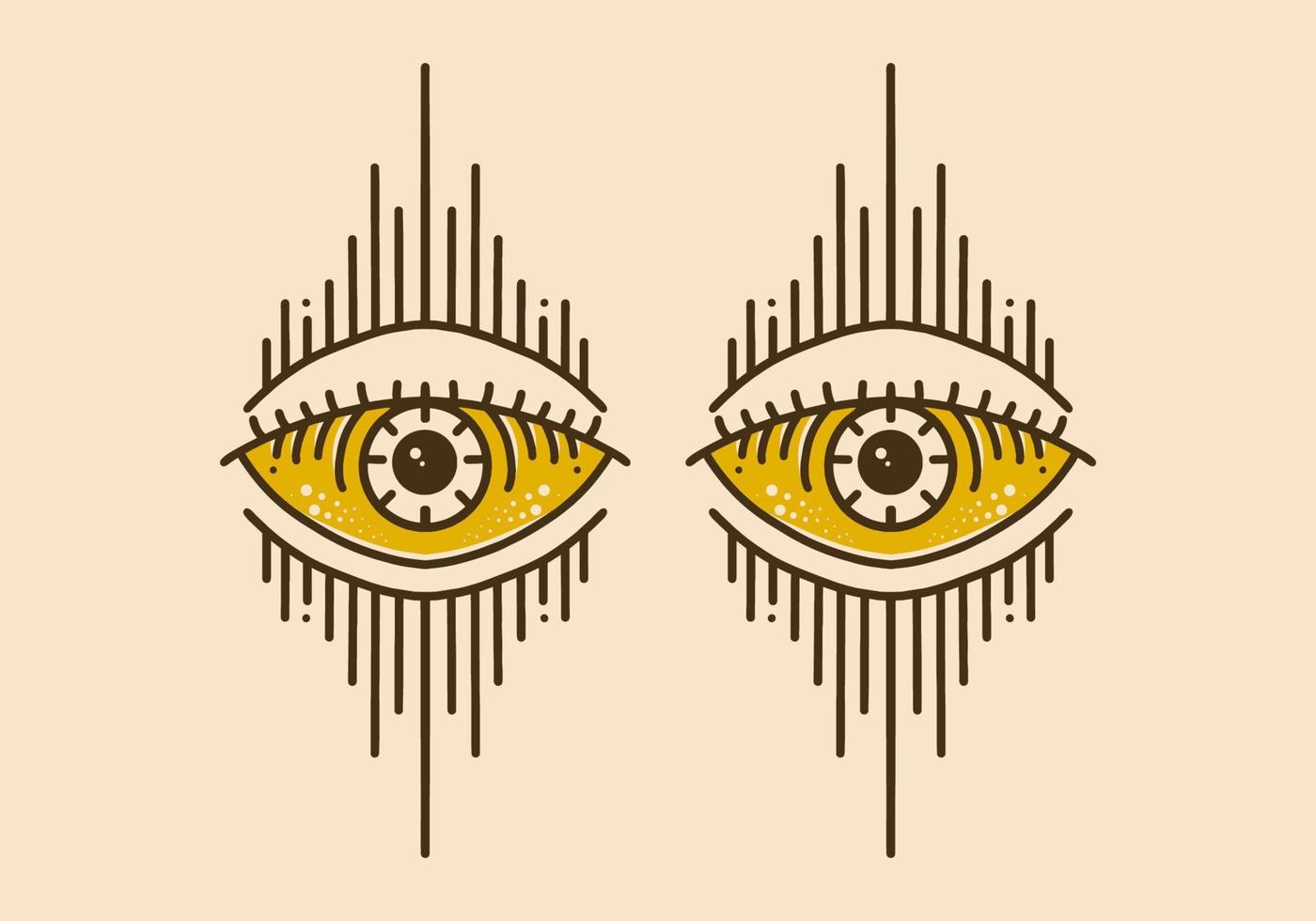 ilustración de arte vintage de dos ojos artísticos vector