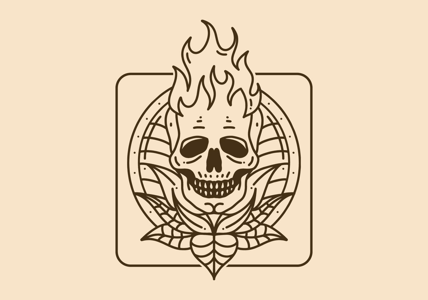 Vintage art illustration of a skull with fire vector