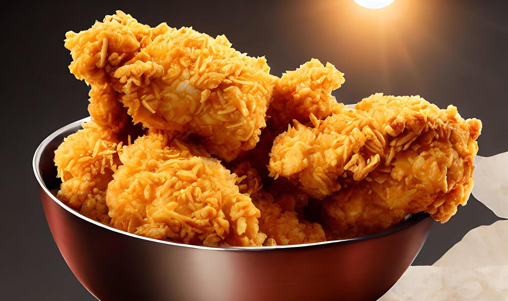 Delicious hot and crispy fried chicken meat. photo