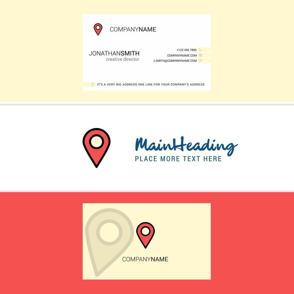 Beautiful Map pointer Logo and business card vertical Design Vector