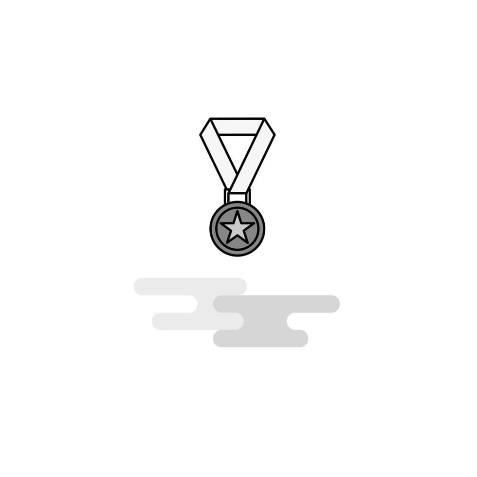 Medal Web Icon Flat Line Filled Gray Icon Vector