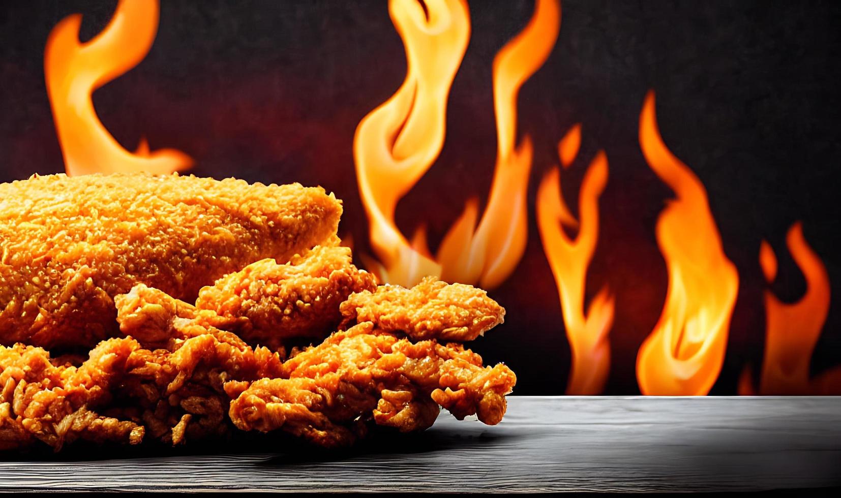 Delicious hot and crispy fried chicken meat. photo