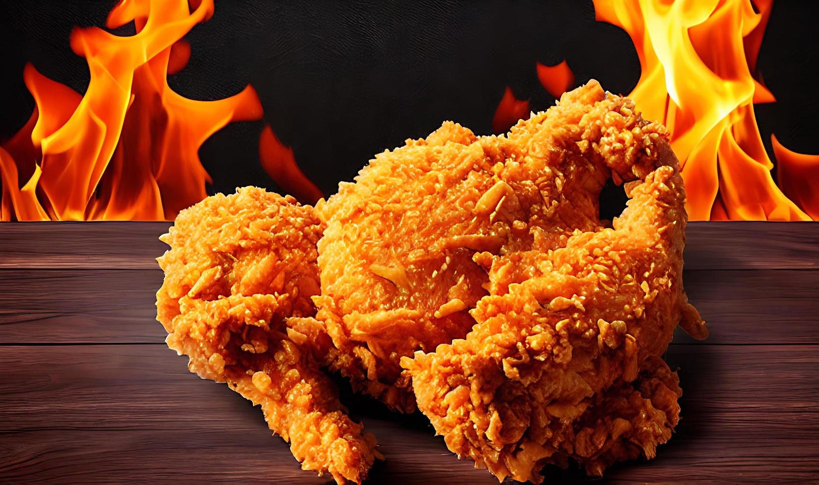 Delicious hot and crispy fried chicken meat. photo