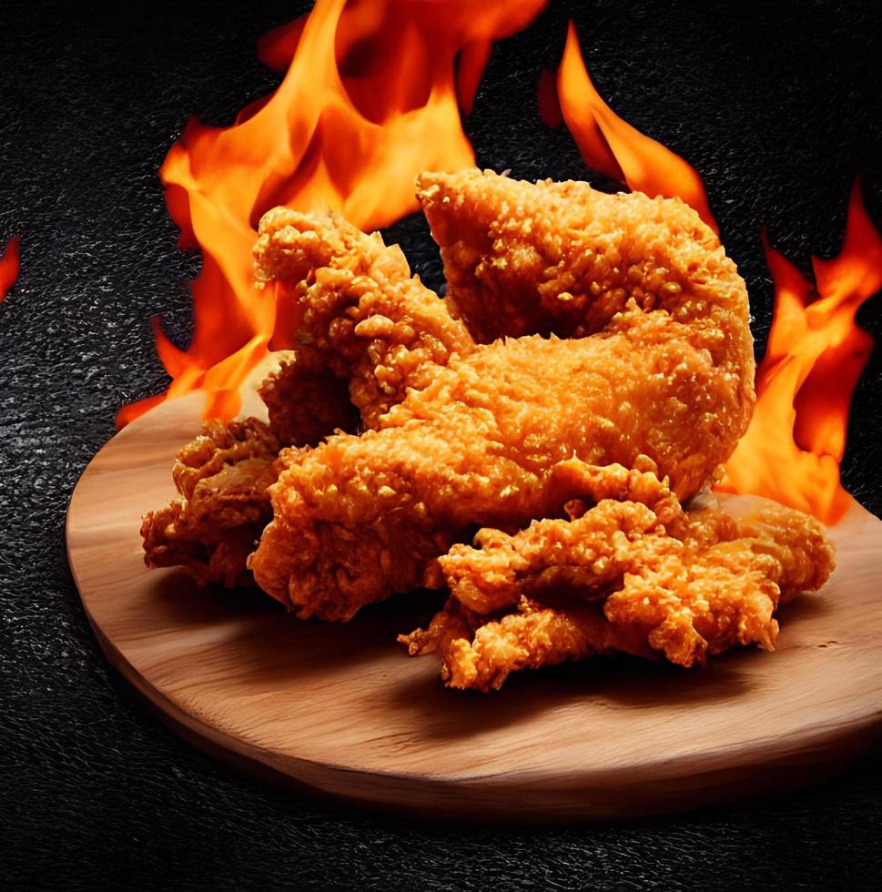 Delicious hot and crispy fried chicken meat. photo