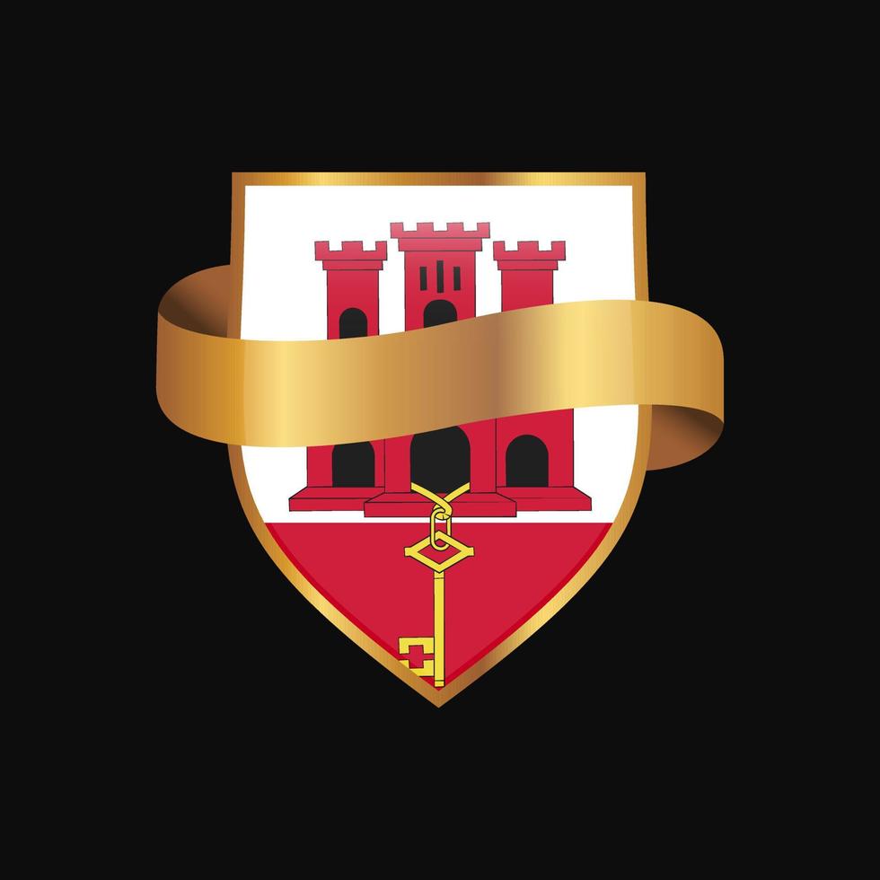 Gibraltar flag Golden badge design vector