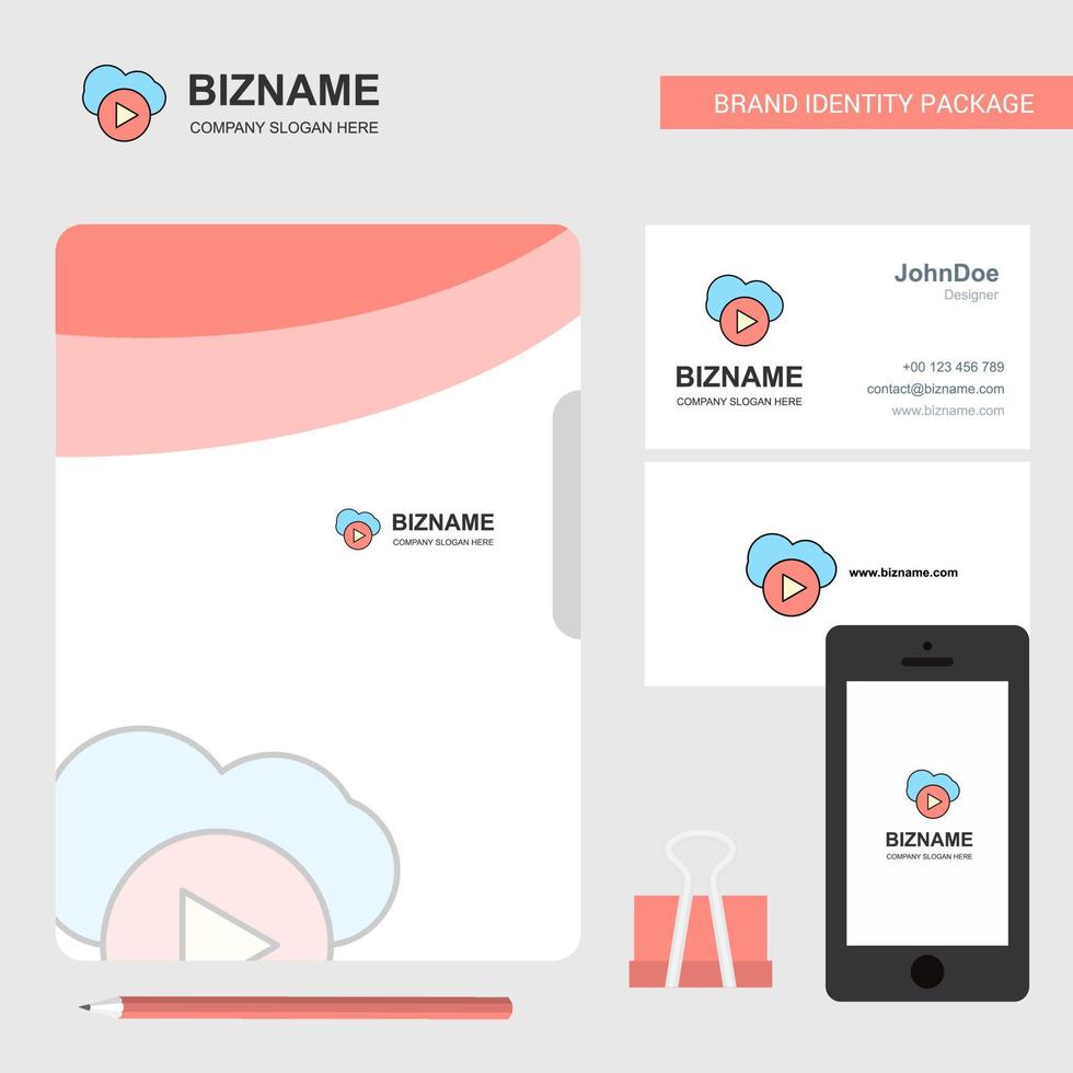 Cloud play Business Logo File Cover Visiting Card and Mobile App Design Vector Illustration