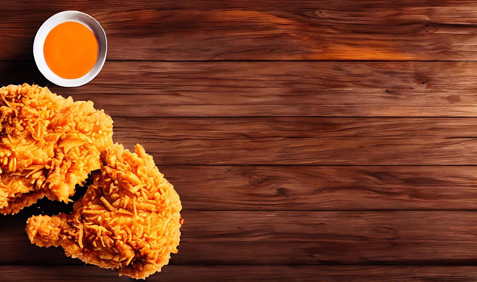 Delicious hot and crispy fried chicken meat. photo