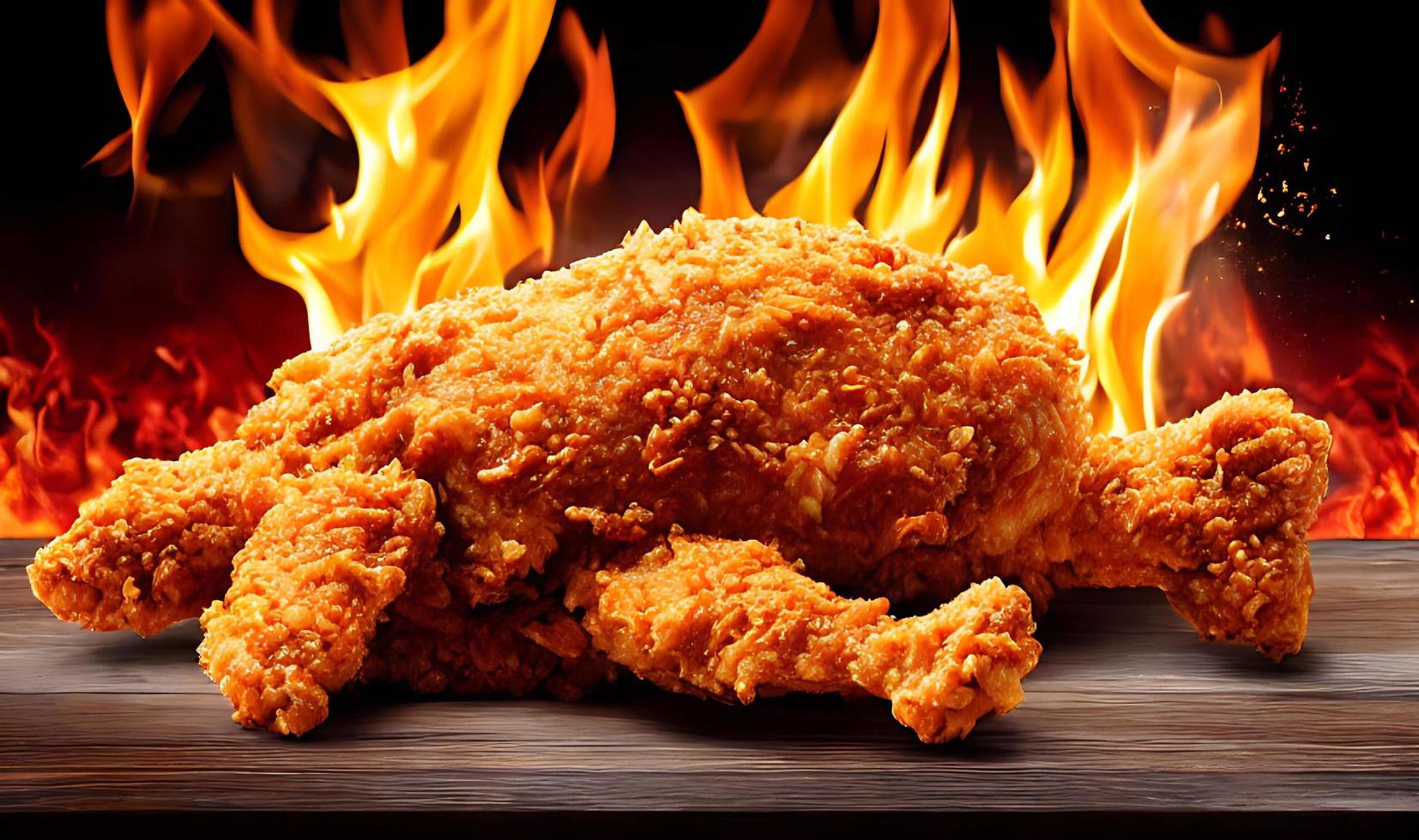 Delicious hot and crispy fried chicken meat. photo
