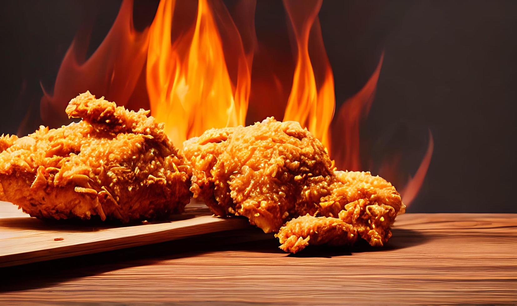 Delicious hot and crispy fried chicken meat. photo