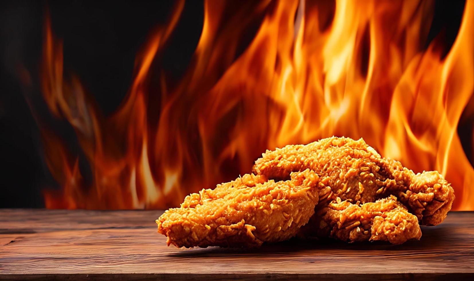 Delicious hot and crispy fried chicken meat. photo