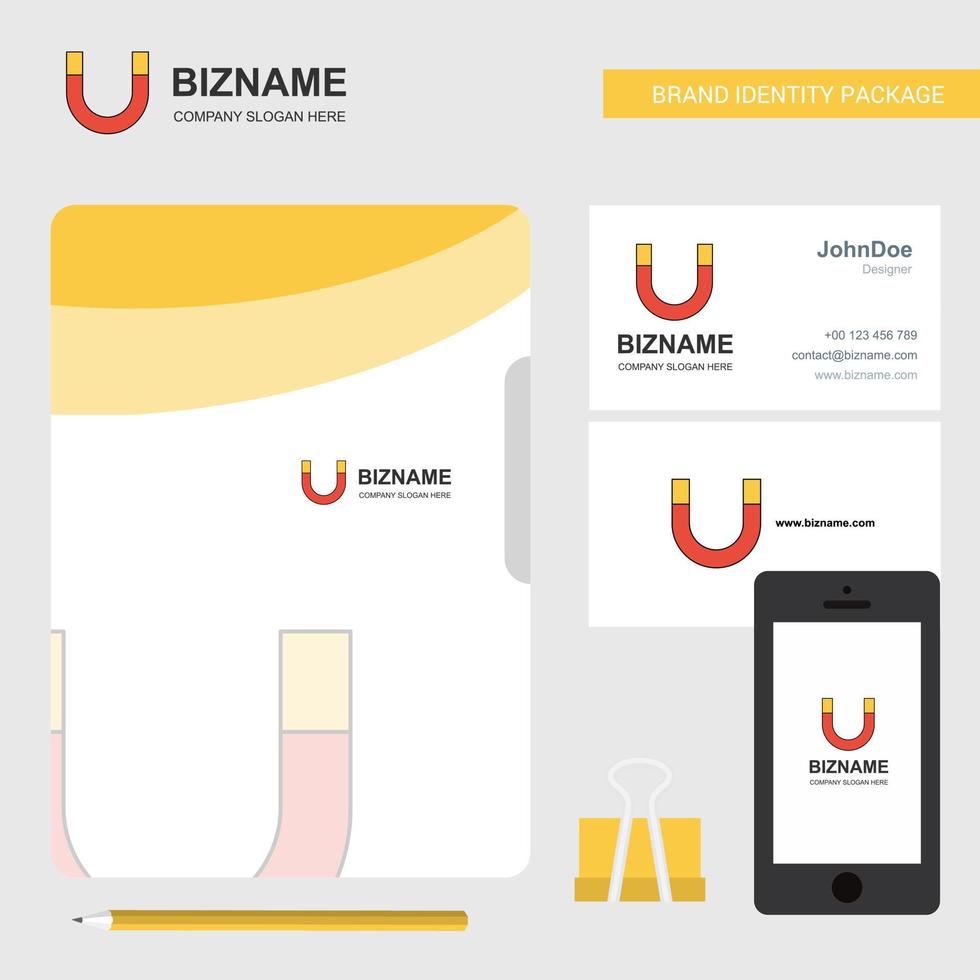 Magnet Business Logo File Cover Visiting Card and Mobile App Design Vector Illustration