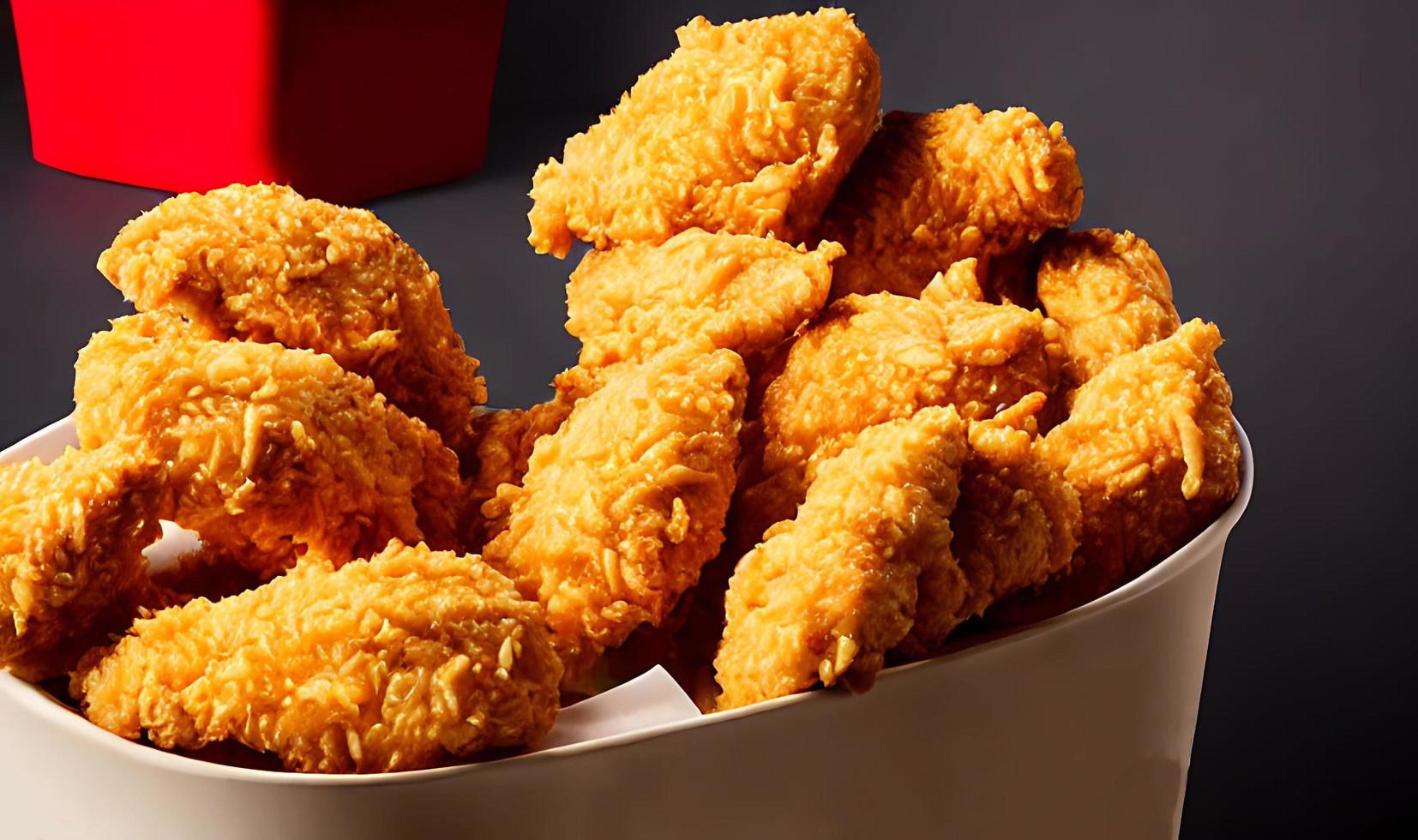 Delicious hot and crispy fried chicken meat. photo