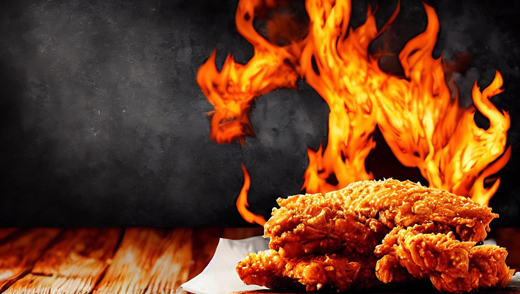 Delicious hot and crispy fried chicken meat. photo