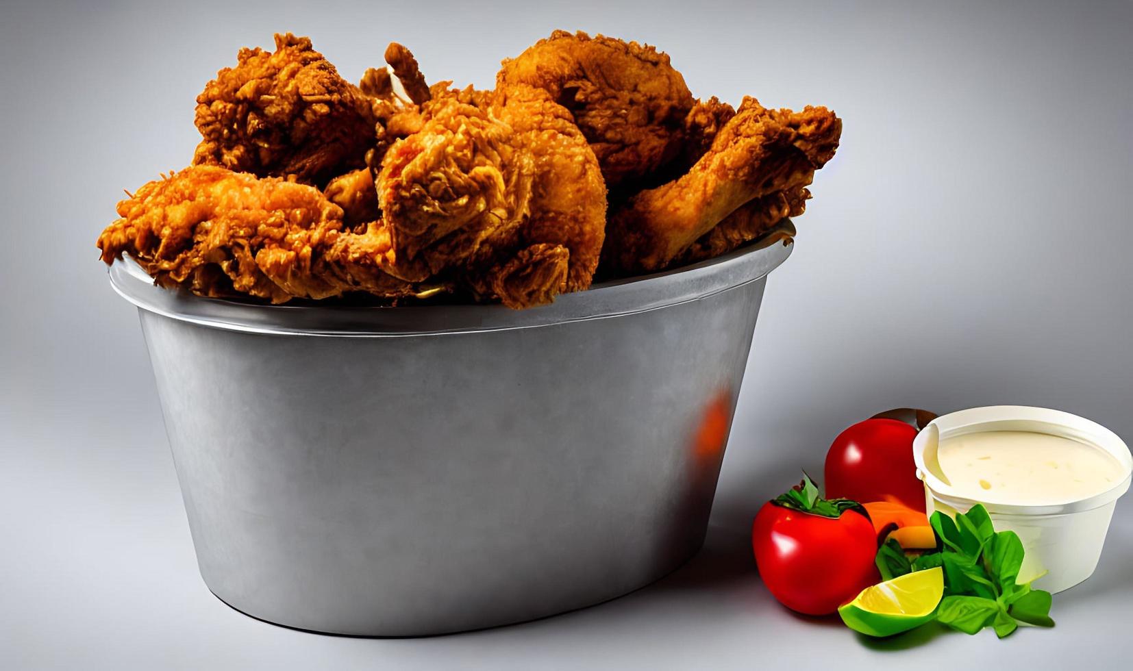 Delicious hot and crispy fried chicken meat. photo
