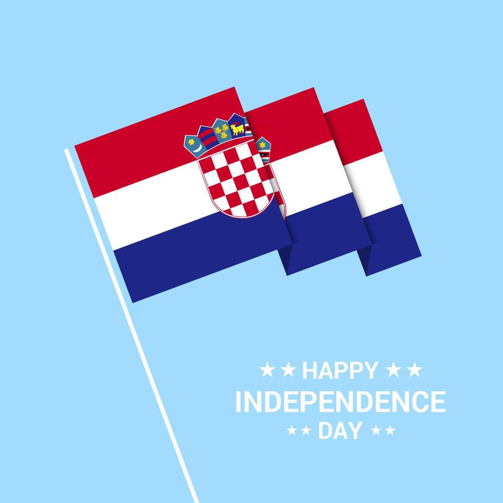 diseño tipográfico del día de la independencia de croacia con vector de bandera