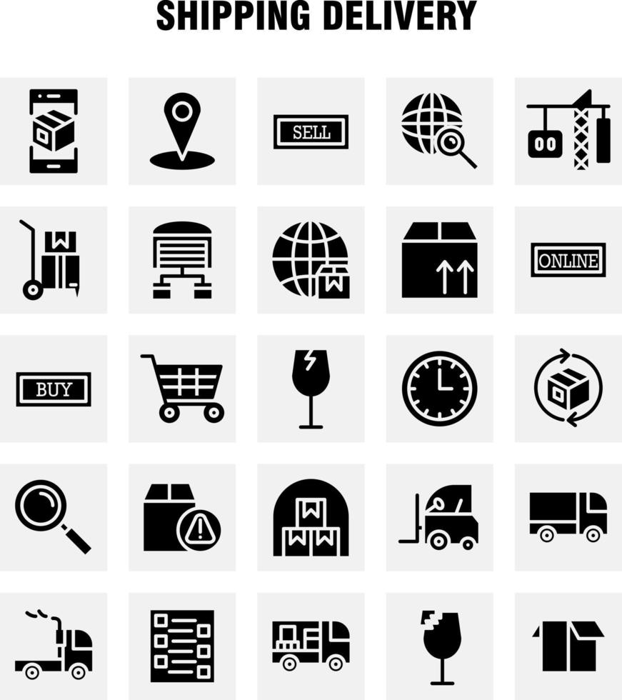 Shipping Delivery Solid Glyph Icon Pack For Designers And Developers Icons Of Globe Location Search Delivery Online Shipping Shopping Transport Vector