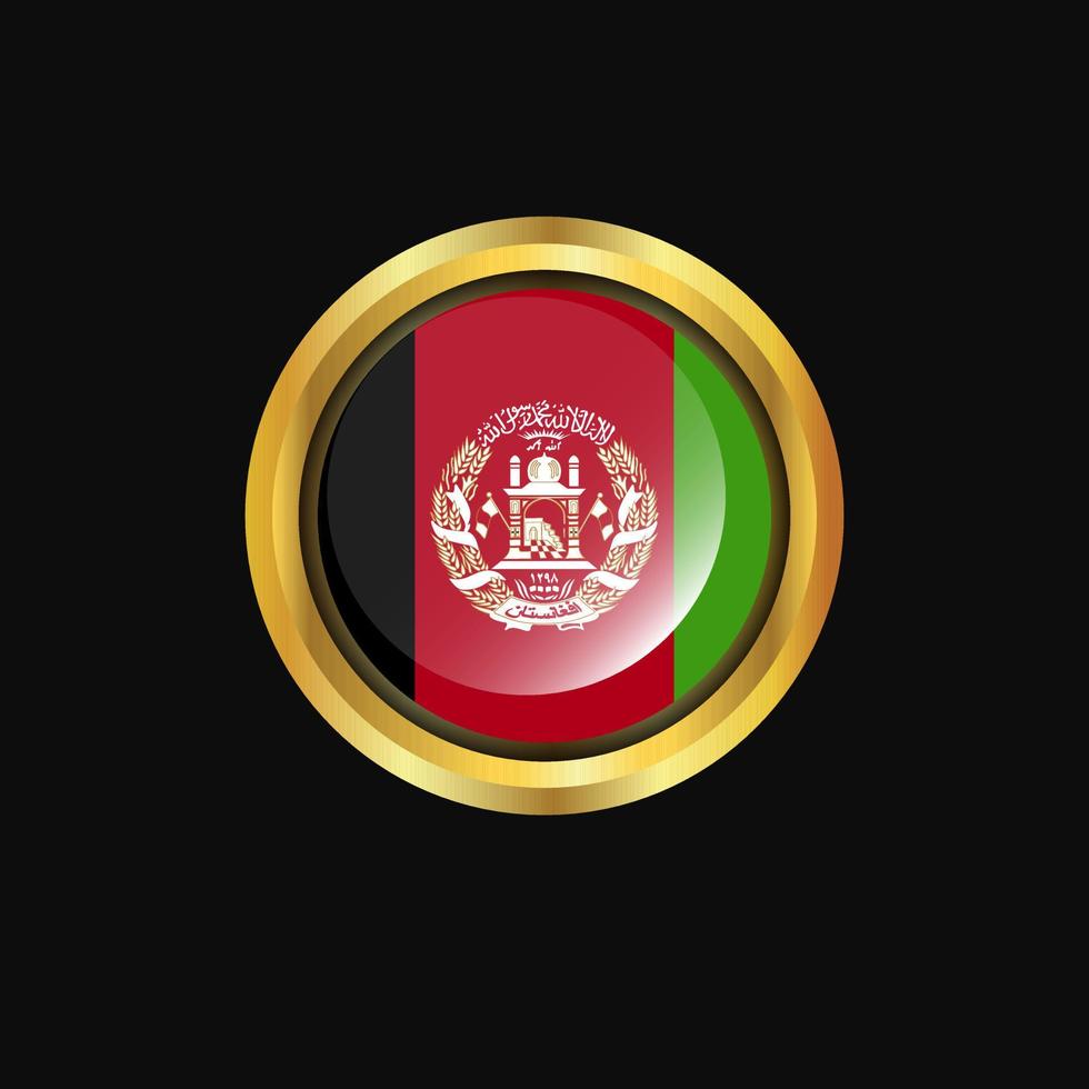 Afghanistan flag Golden button vector