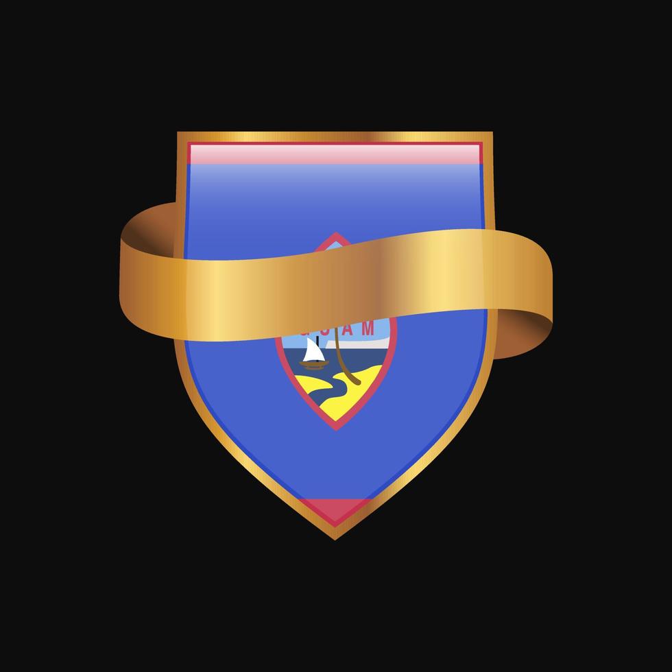 Guam flag Golden badge design vector