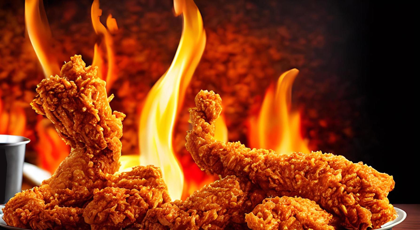 Delicious hot and crispy fried chicken meat. photo