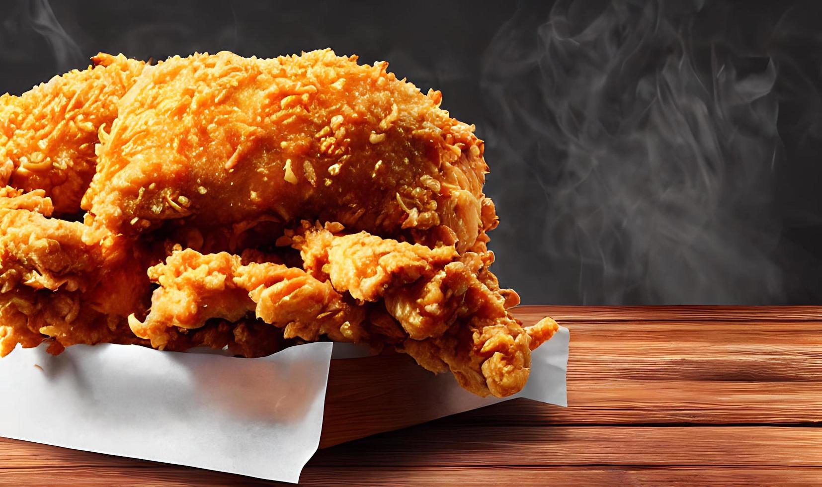 Delicious hot and crispy fried chicken meat. photo
