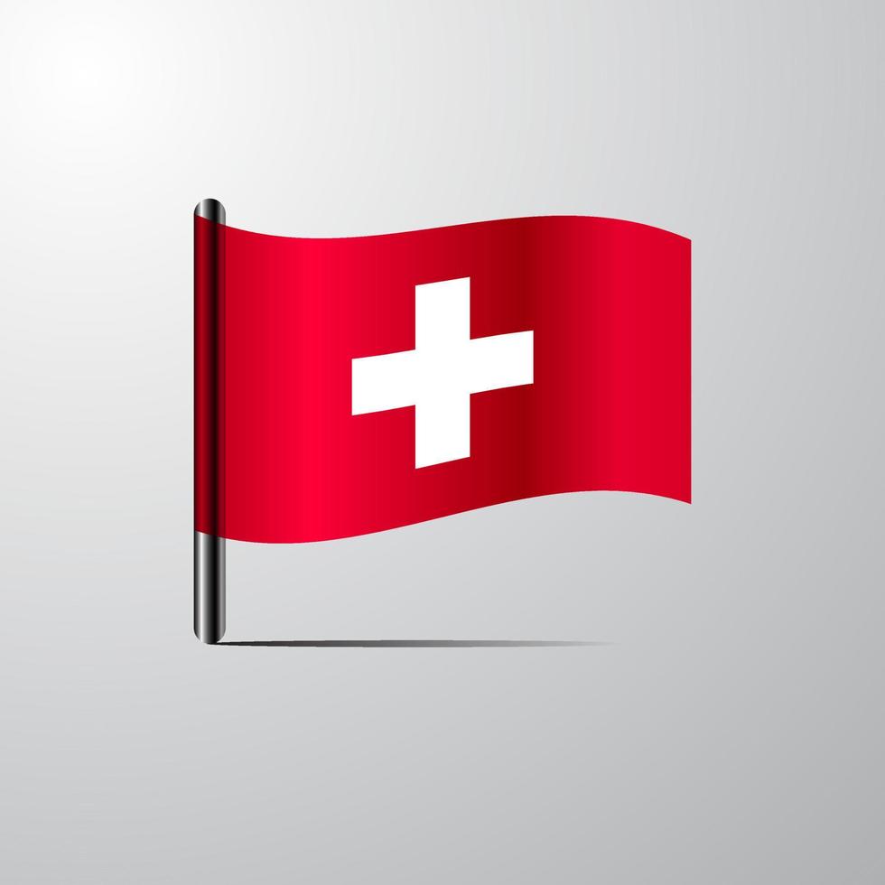 vector de diseño de bandera brillante ondeando suiza