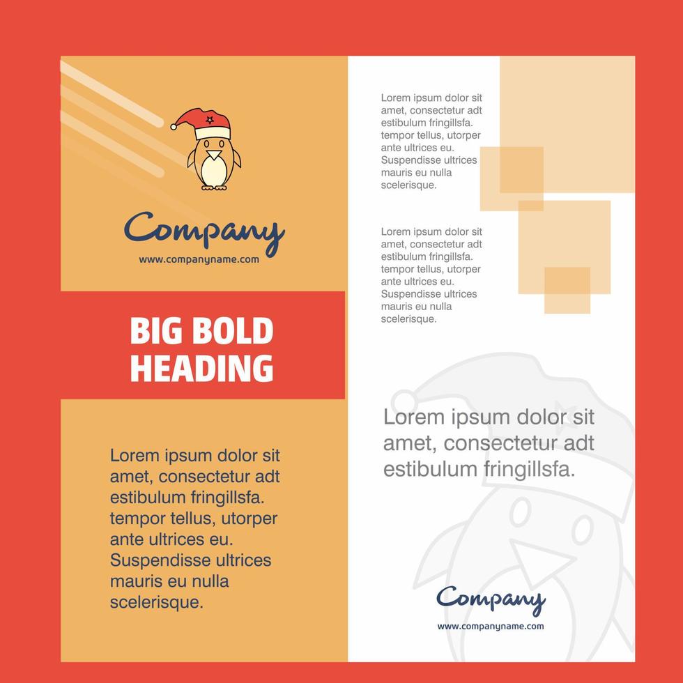 Christmas penguin Company Brochure Title Page Design Company profile annual report presentations leaflet Vector Background