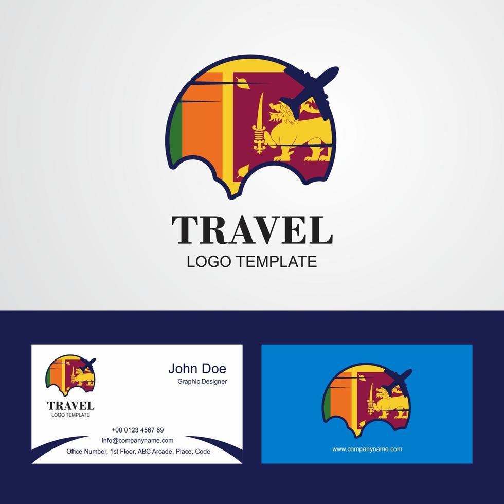 logotipo de la bandera de sri lanka de viaje y diseño de tarjeta de visita vector