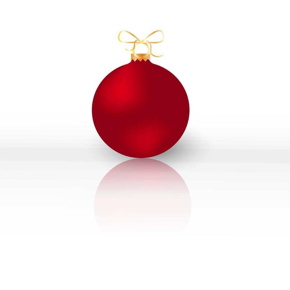 Christmas red ball with reflection. Merry Christmas. Holiday design elements. Vector illustration