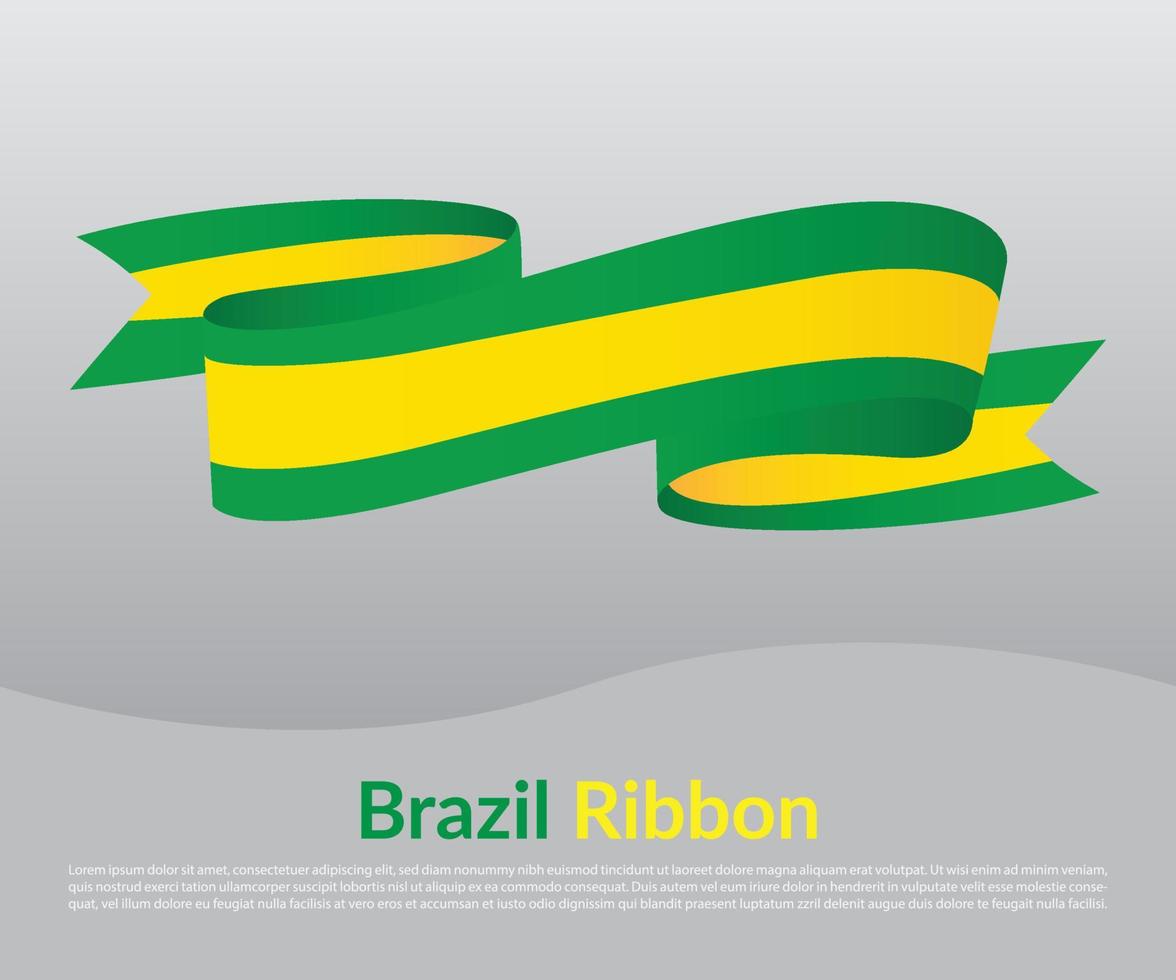 cinta con los colores de la bandera de brasil en 3d render. concepto de redes sociales. diseño de carteles del día de la independencia. vector
