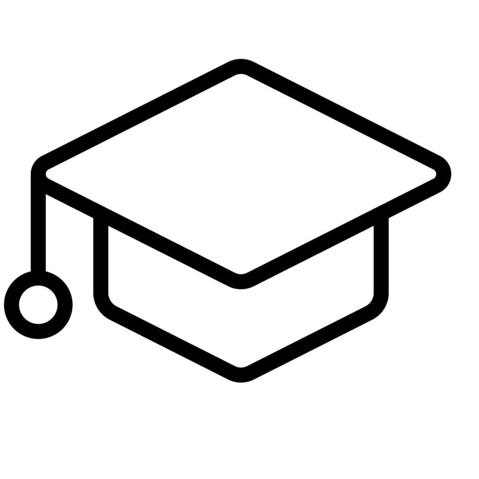 icono de línea de sombrero de graduación sobre fondo blanco vector