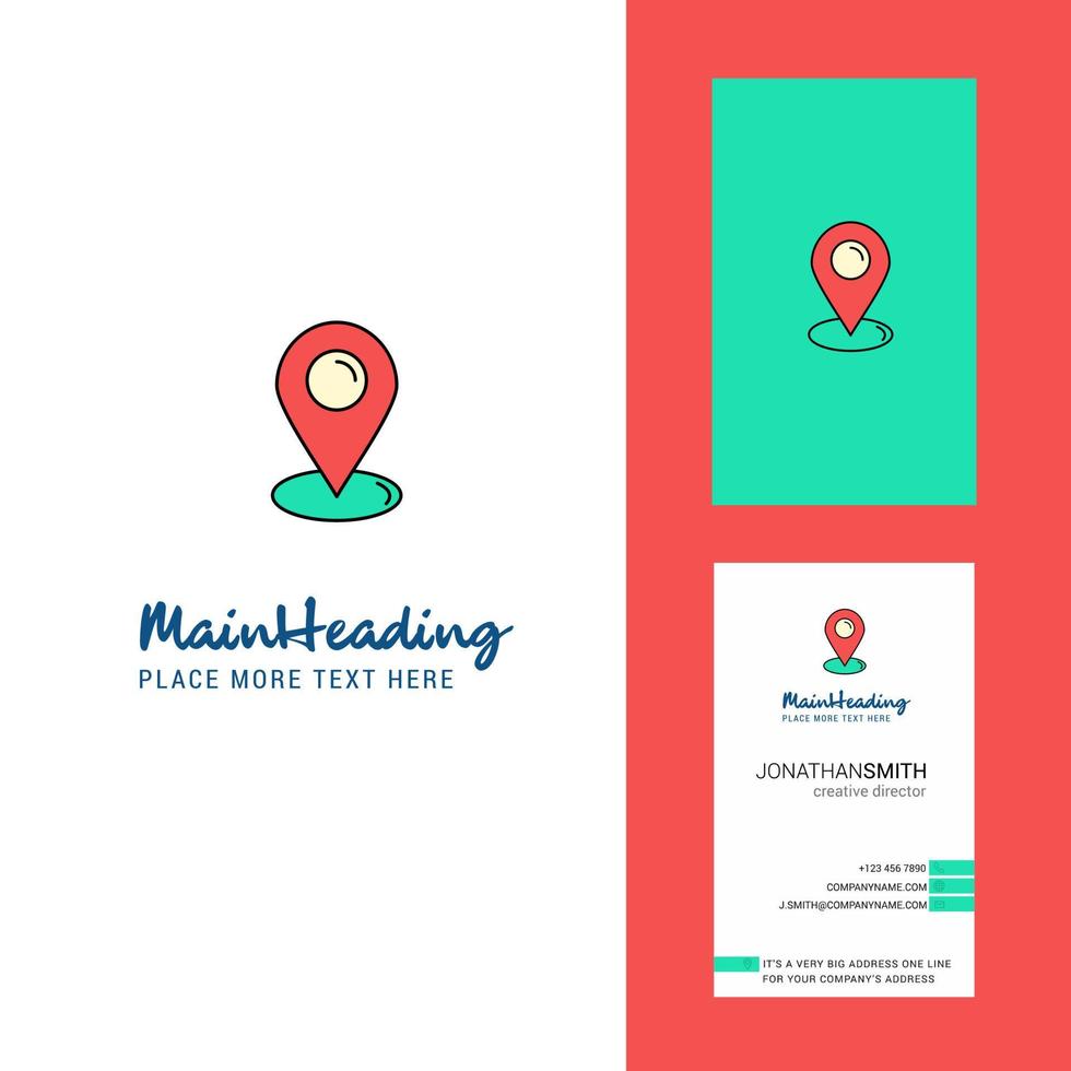 vector de diseño vertical de tarjeta de visita y logotipo creativo de puntero de mapa