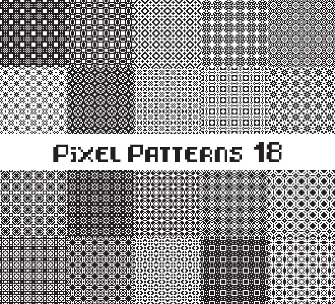 Abstract seamless pattern in pixel style. Set geometric design background. vector