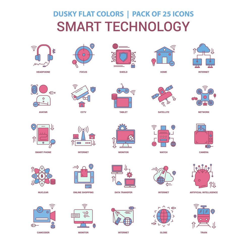 Smart Technology icon Dusky Flat color Vintage 25 Icon Pack vector