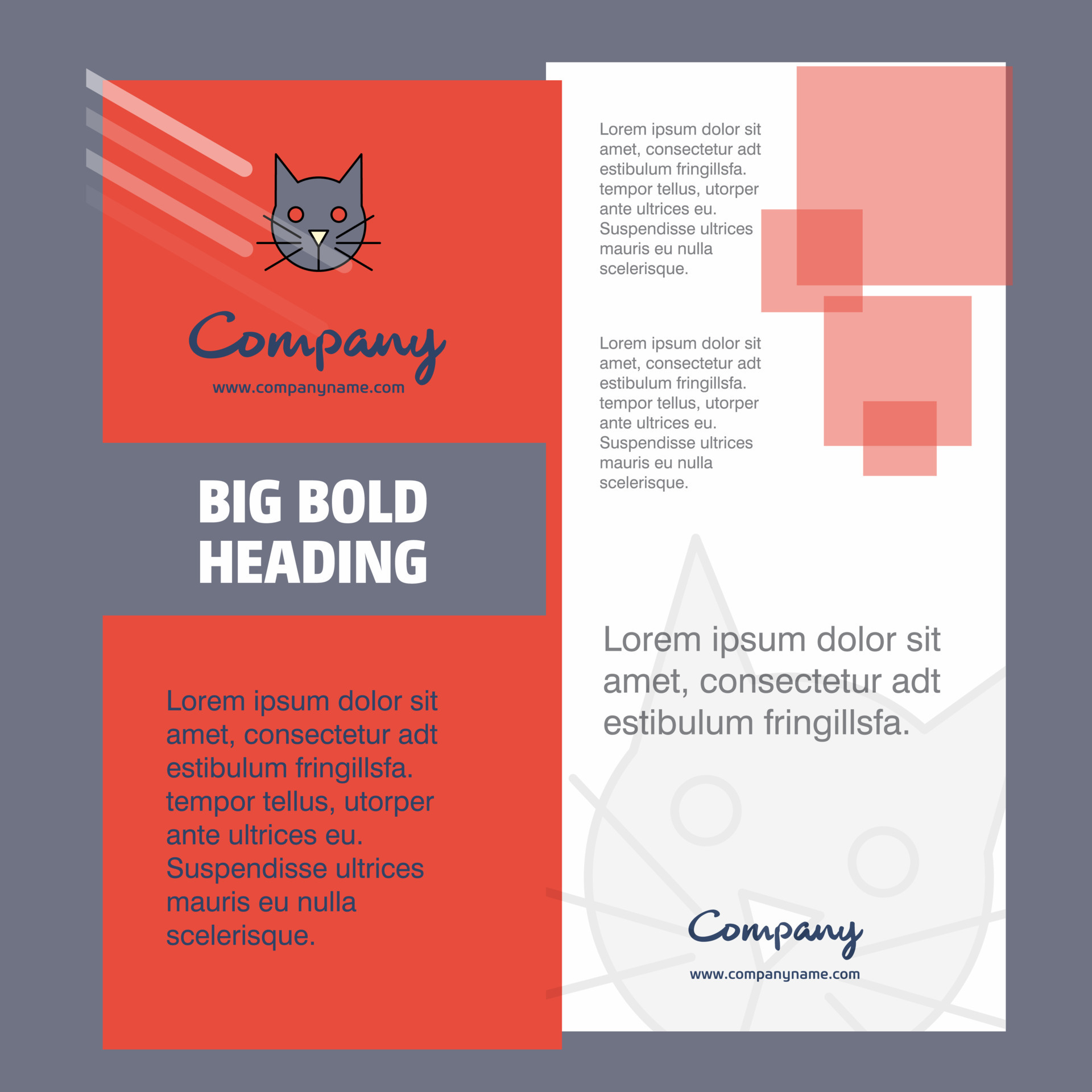 Cat Company Brochure Title Page Design Company profile annual report presentations leaflet