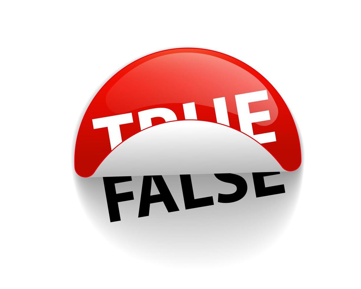 True and False, creative sticker label vector. vector