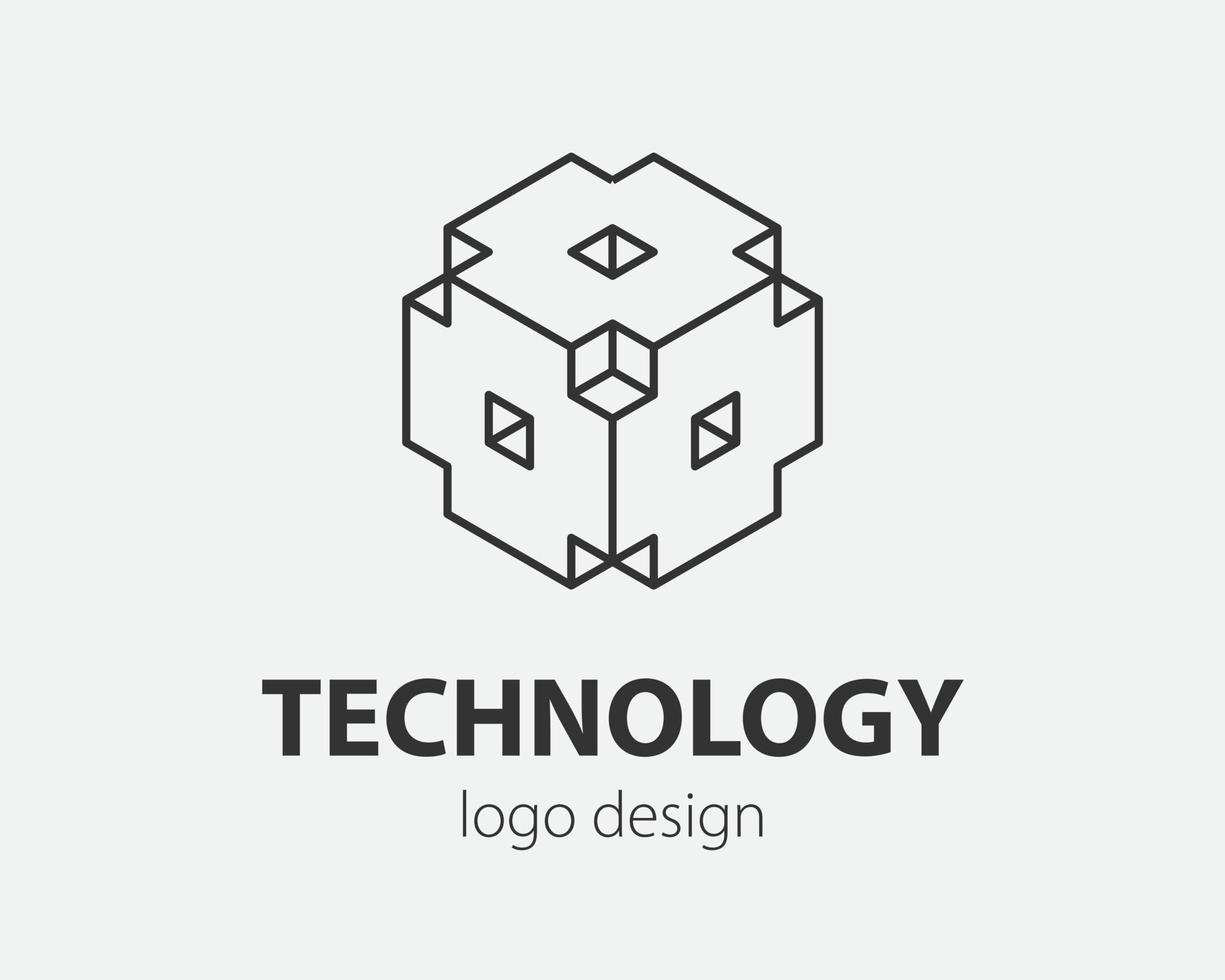 Technology logo line design. Logotype for digital company. vector